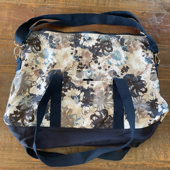 Floral Canvas Tote Bag - Navy and Cream - Picture 1 of 6